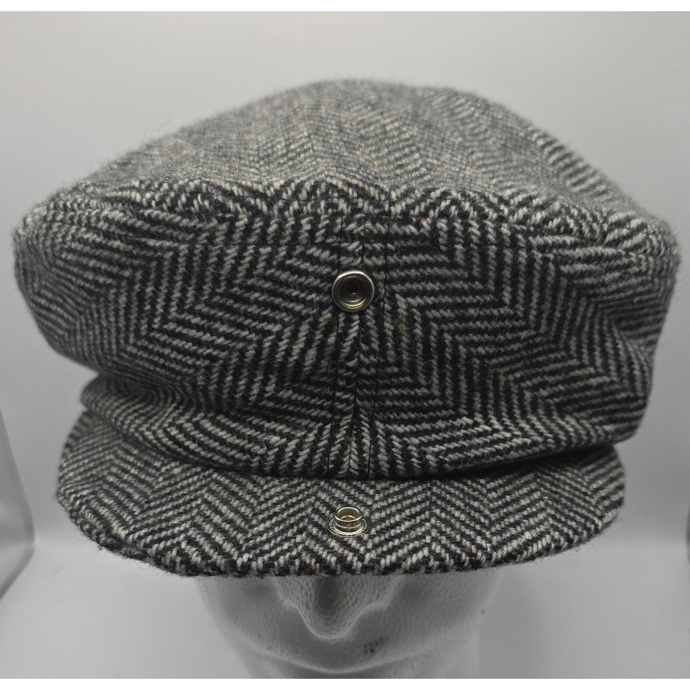 Headmaster Herringbone Flat Cap 6 7/8 Driver Gatsby Scully Hat - Picture 5 of 10